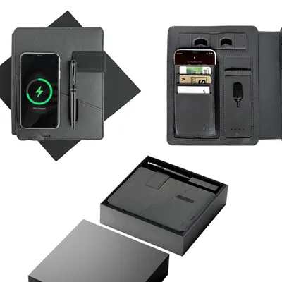 1071 PREMIUM Siyah Termo Deri Organizer Powerbank