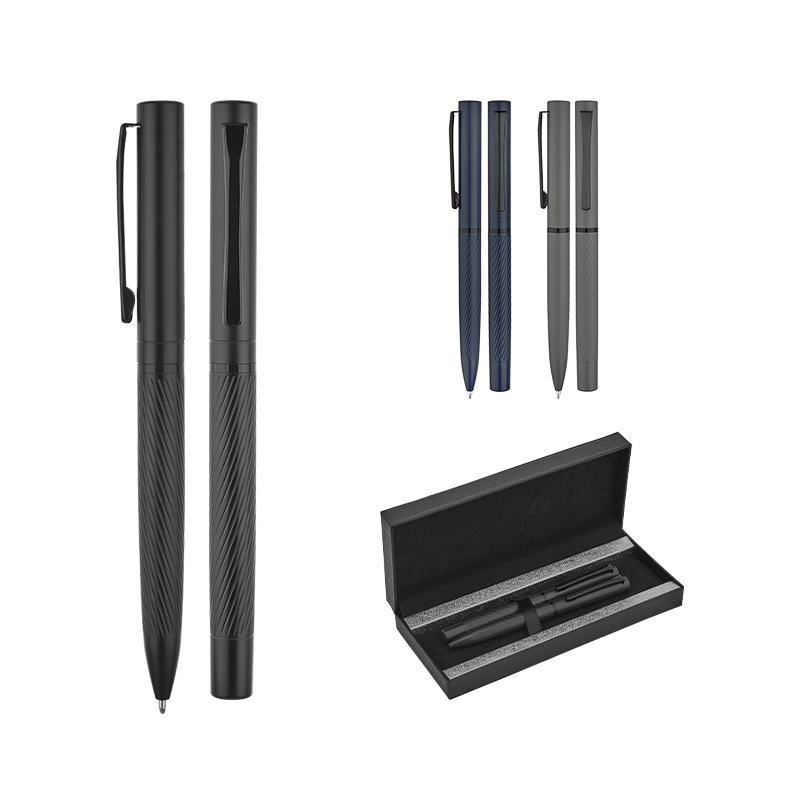 1251-RT Gri Metal Roller & Tükenmez Kalem Seti